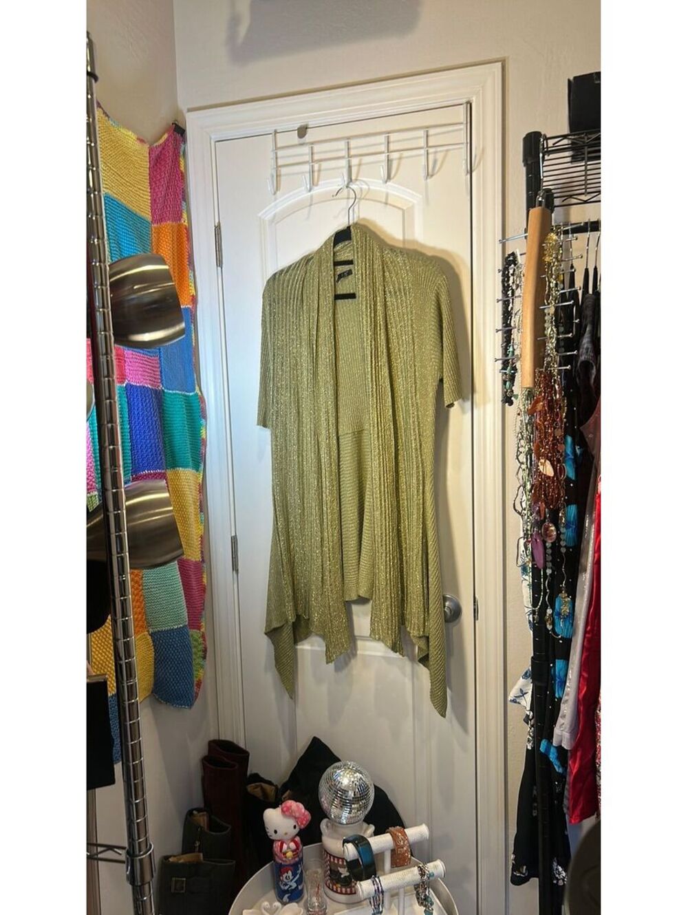 Y2K Green Gold Knit Cardigan